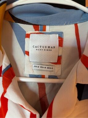 Cactusman Ricky Singh Men's Casual Button-Down Shirt - Red & Blue Stripe